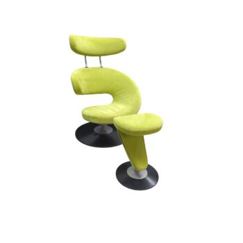 Bright green modern Peel chair with unique design.