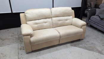 Comfortable 2-seater sofa with fabric upholstery, ideal for living room seating, from Maria Furniture Ltd. Refurbished with quality materials, suitable for Northern Ireland homes.