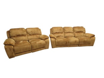 Used & Refurbished Mustard Velvet Recliner Sofa Set ref 2031