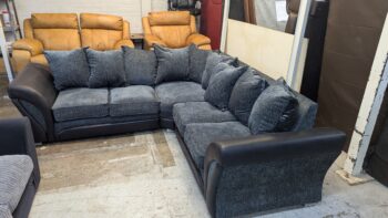 Recliner Armchair with Leather Trim in Black.