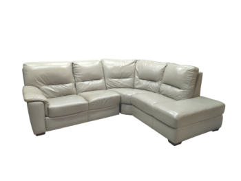 Used & Refurbished Light Grey Leather Corner Sofa ref 2131