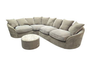 Used & Refurbished Greenish Grey Corner Sofa with Footstool ref 2106