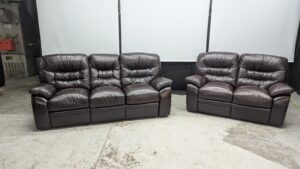 Modern black leather corner sofa