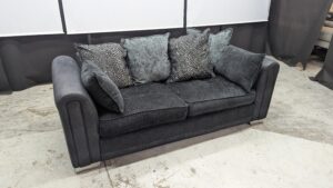 Elegant grey 3-seater sofa with cushions