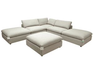 Corner sofa, beige fabric, contemporary style, spacious and comfortable.
