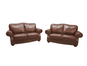 Elegant brown leather 2-seater sofa