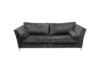 Grey 3-seater sofa with plush fabric and modern design.