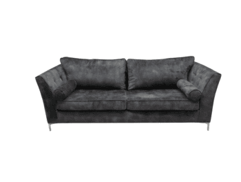 Grey 3-seater sofa with plush fabric and modern design.