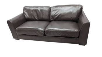 Black leather 3-seater sofa, stylish and comfortable for living rooms.