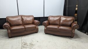 Elegant brown leather 2-seater sofa