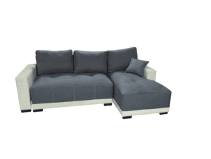 Modern grey corner sofa with white accents