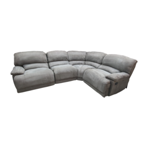 Recliner sofa in grey fabric, modern style, comfortable seating.