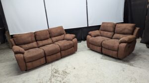 Comfortable Brown Recliner Sofa Set