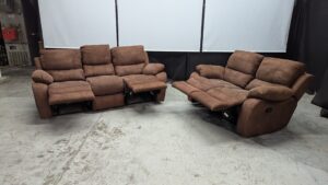 Comfortable Brown Recliner Sofa Set