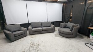 Modern grey sofa set with three pieces