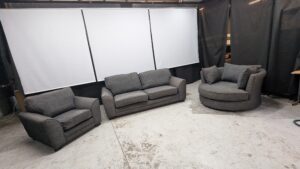 Modern grey sofa set with three pieces