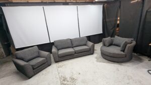 Modern grey sofa set with three pieces