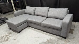 Modern grey corner sofa with chaise lounge