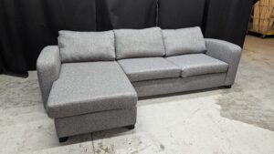 Modern grey corner sofa with chaise lounge