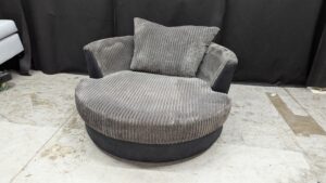 Round Grey Corduroy Armchair