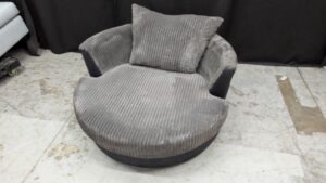 Round Grey Corduroy Armchair