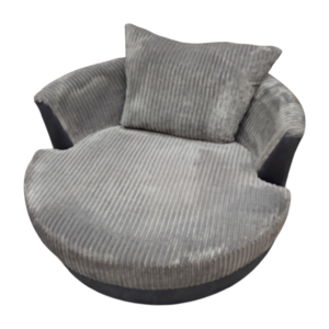 Round Grey Corduroy Armchair