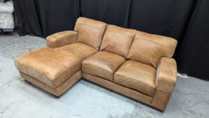 Modern beige leather corner sofa