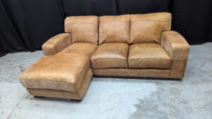 Modern beige leather corner sofa