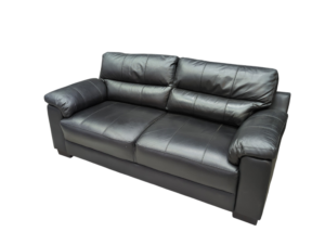 Modern Black Leather 3-Seater Sofa