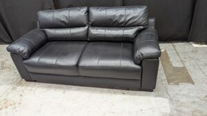 Modern Black Leather 3-Seater Sofa
