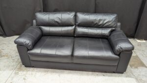 Modern Black Leather 3-Seater Sofa