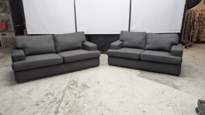 Modern grey fabric 2-seater sofa