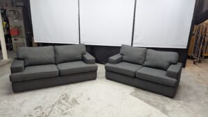 Modern grey fabric 2-seater sofa