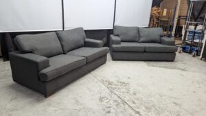 Modern grey fabric 2-seater sofa